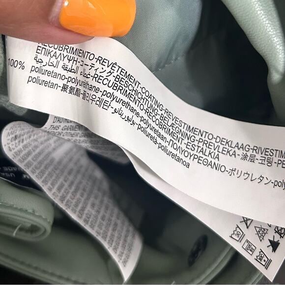 Zara Sage Green Faux Leather Wide Leg Pants Size Medium - Picture 11 of 11